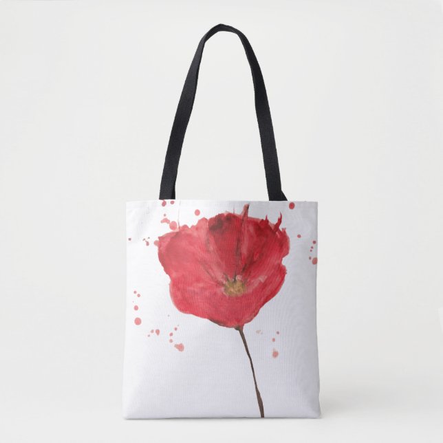 Tote Bag Fleur peinte 2 de pavot d'aquarelle (Devant)