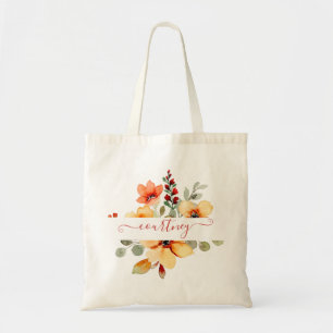 Tote Bag Fleur personnalisée aquarelle orange vif pour tout