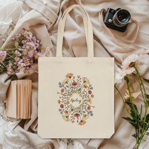 Tote Bag Fleur personnalisée élégante pastel