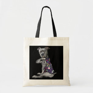 Tote Bag Fleur PitBull I Love Maman Pitbull Tattoo Mère