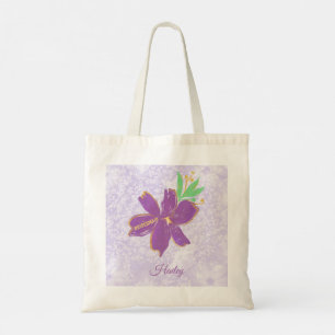 Tote Bag Fleur pourpre avec bordure or