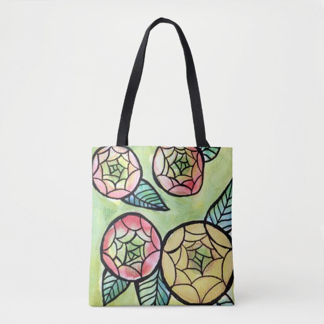 Tote Bag Fleur Ranunculus Illustration Fleurs roses mignonn (Devant)