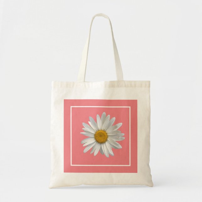 Tote Bag Fleur rose blanc marguerite (Devant)