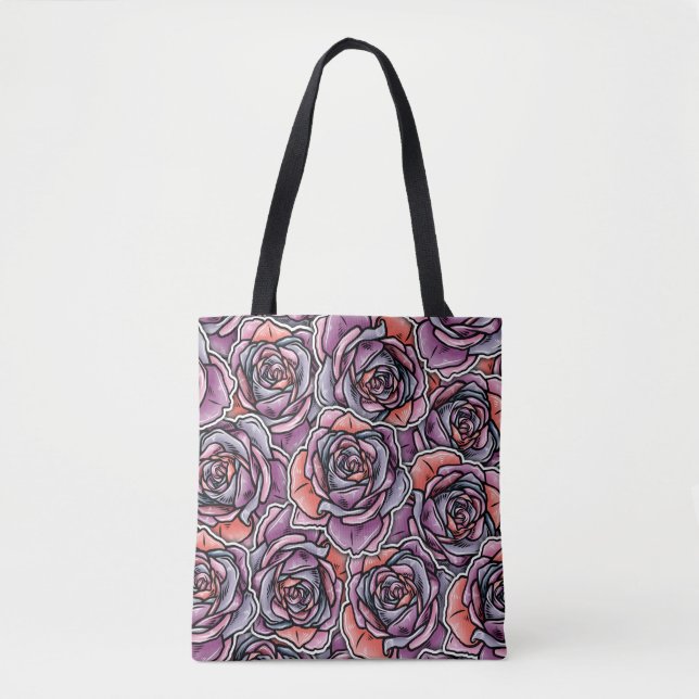 Tote Bag Fleur Rose coloré (Devant)