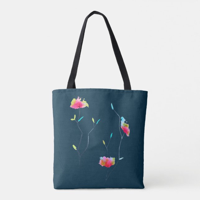 Tote Bag Fleur rose japonaise abstraite simple et moderne (Dos)