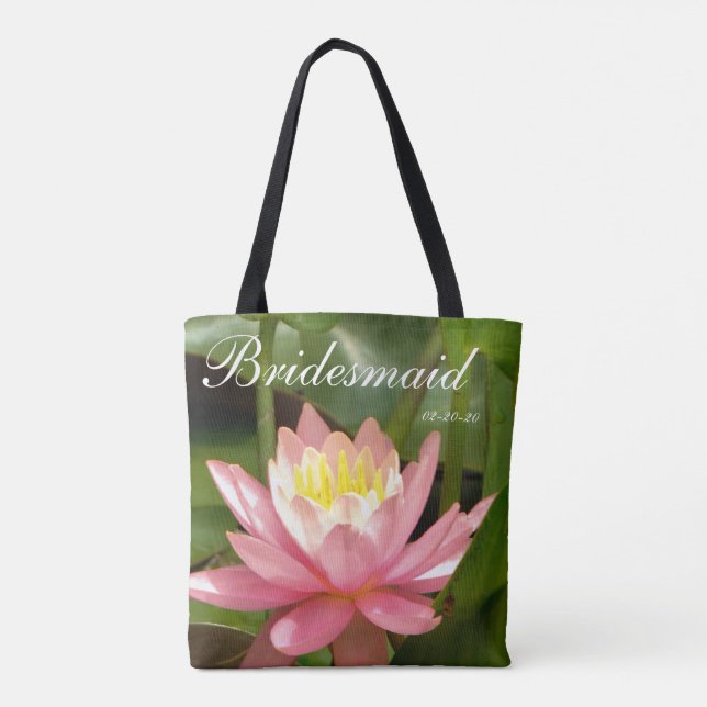 Tote Bag Fleur rose mignonne personnalisée avec Nom Bridesm (Dos)