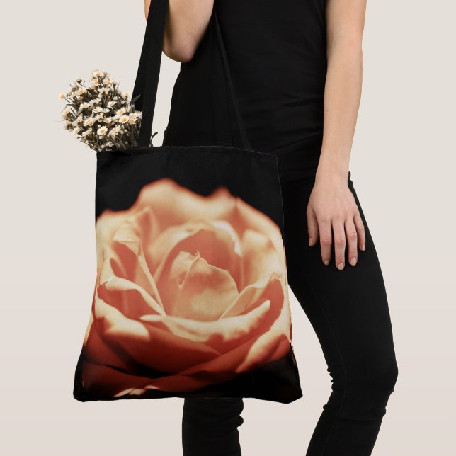 Tote Bag Fleur rose orange vintage (De près)