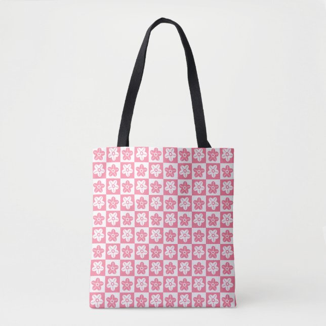 Tote Bag Fleur rose point (Devant)