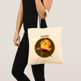 Tote Bag Fleur Rosebud Jaune Personnalisée