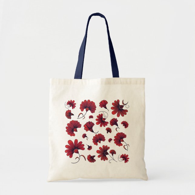 Tote Bag Fleur rouge de motif de vecteur d'oeillet (Devant)