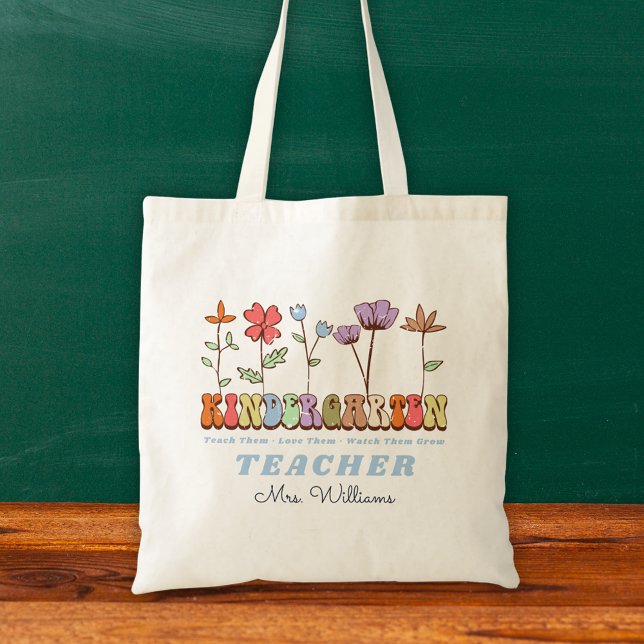 Tote Bag Fleur sauvage Apprendre l'amour grandir jardin d'e (Wildflowers Teach Love Grow Kindergarten Teacher Tote Bag)