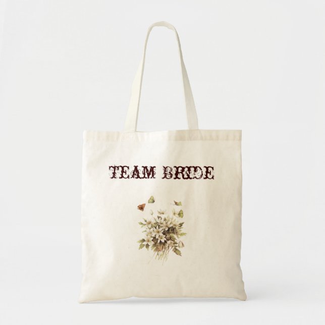Tote Bag fleur sauvage blanc pâle jaune mariage (Devant)