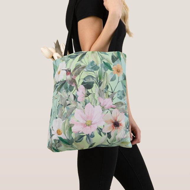 Tote Bag Fleur sauvage d'aquarelle Boho moderne (De près)