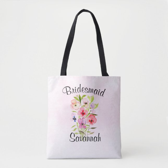 Tote Bag Fleur sauvage d'aquarelle Bouquet Mariage Bridesma (Devant)