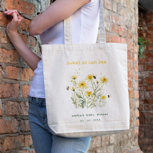 Tote Bag Fleur sauvage Jaune doux comme Baby shower neutre (Créateur téléchargé)
