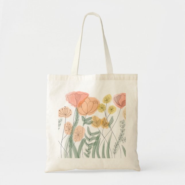 Tote Bag Fleur sauvage orange (Devant)
