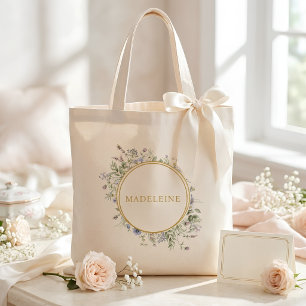 Tote Bag Fleur sauvage personnalisée Or