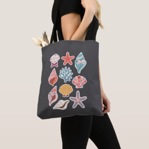 Tote Bag Fleur sauvage Seashell Clam Summer Vibes Floral Be