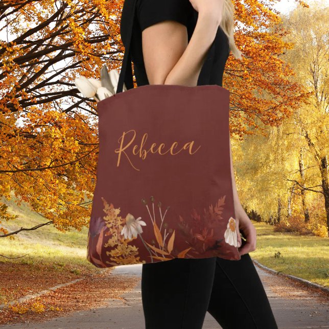 Tote Bag Fleur sauvage Terracotta Automne Mariage Bridesmai (Wildflower Terracotta Autumn Wedding Bridesmaid Tote Bag)