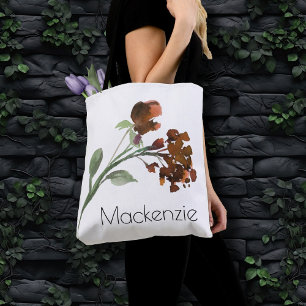 Tote Bag Fleur sauvage Terracotta Orange Bohemian Custom