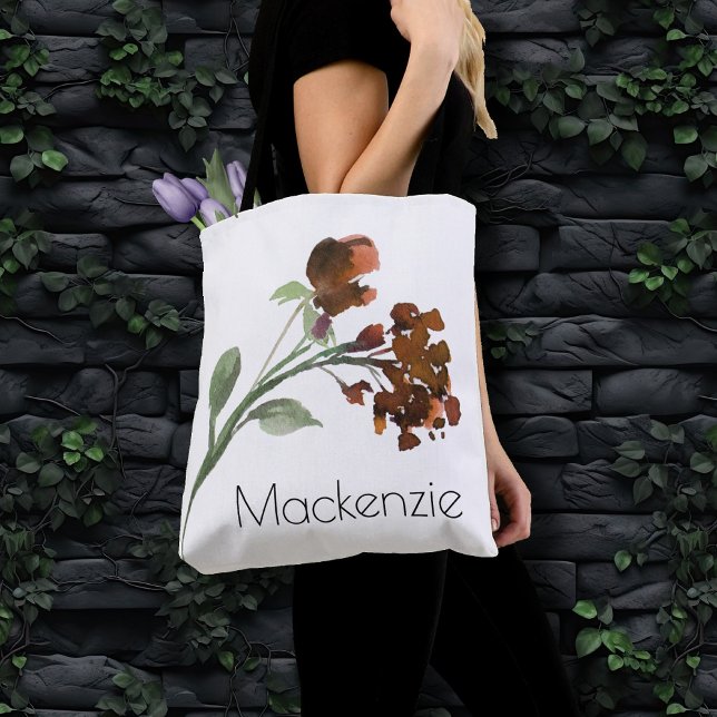 Tote Bag Fleur sauvage | Terracotta Orange Bohemian Custom (Créateur téléchargé)