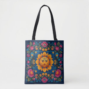 Tote Bag Fleur solaire - Art populaire Solarpunk Fourre-tou