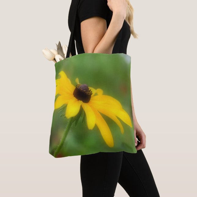 Tote Bag Fleur Susan Daisy à simple teint noir (De près)