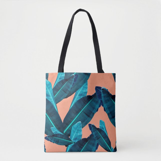 Tote Bag Fleur tropicale, plante et motif de feuilles b (Devant)