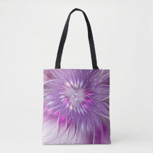Tote Bag Fleur violette rose Passion Abstrait Art fractal