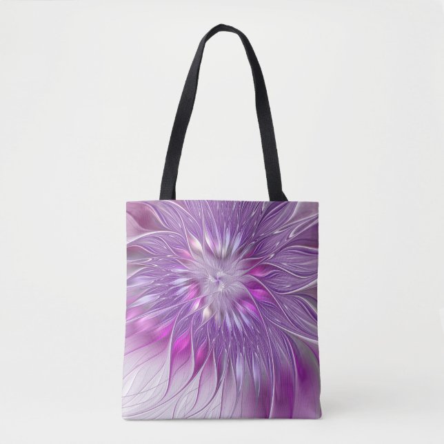 Tote Bag Fleur violette rose Passion Abstrait Art fractal (Devant)