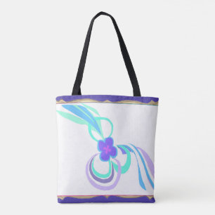Tote Bag Fleuron Violet Avec Rubans