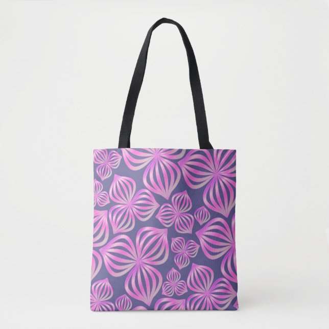 Tote Bag Fleurs abstraites bleu rose transparent + vos idée (Devant)