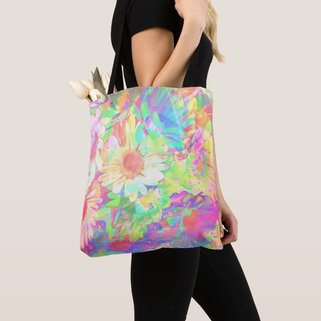 Tote Bag Fleurs Abstraites Colorées et Joyeuses (De près)