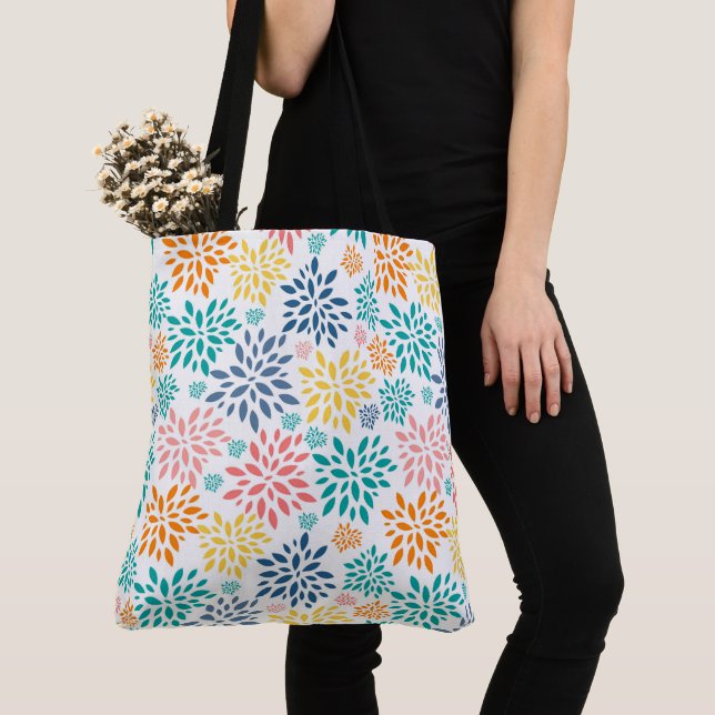 Tote Bag Fleurs abstraites colorées motif (De près)