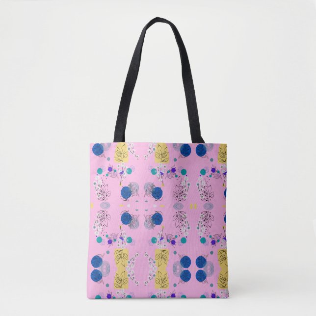 Tote Bag Fleurs abstraites modernes chic sur rose (Devant)