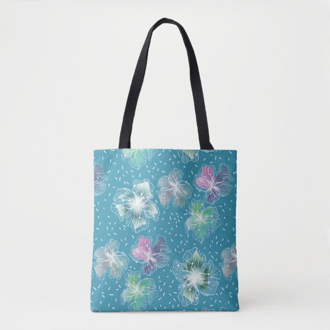 Tote Bag Fleurs Abstraites sur de beaux tons bleu clair (Devant)
