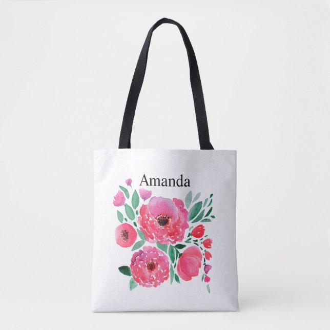Tote Bag Fleurs aquarelle, bouquet 2. (Devant)