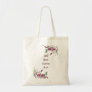 Tote Bag Fleurs aquarelles roses personnalisables