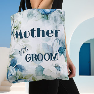 Tote Bag Fleurs aquarelles sarcelle Mariage élégant