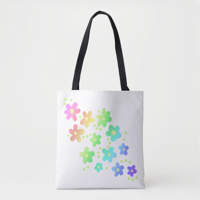 Tote Bag Fleurs arc-en-ciel géantes (Devant)