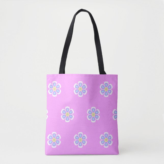 Tote Bag Fleurs arc-en-ciel rétro (Devant)