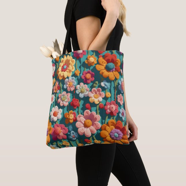 Tote Bag fleurs au crochet (De près)