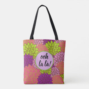 Tote Bag Fleurs audacieuses Ooh la la/ Monogramme rose viol