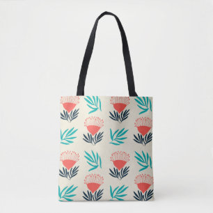 Tote Bag Fleurs australiennes rouges, motif vintage transpa