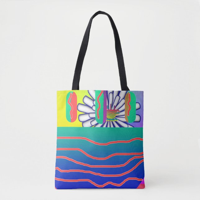 Tote Bag Fleurs Bleues Arc-en-ciel (Devant)