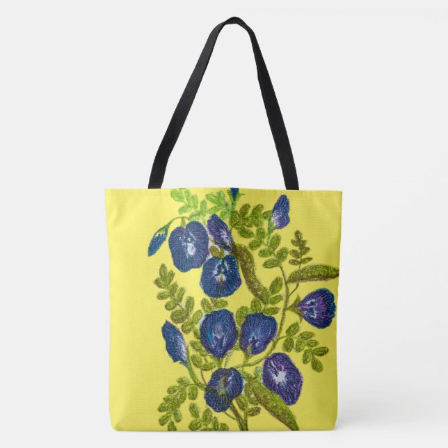 Tote Bag Fleurs bleues Fourre-tout (Devant)