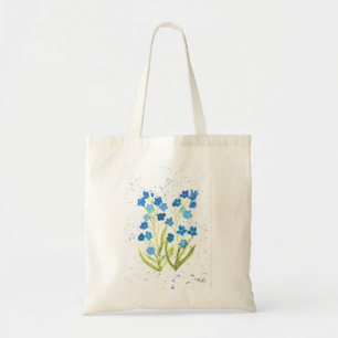 Tote Bag Fleurs bleues myosotis Baby shower 