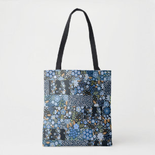 Tote Bag Fleurs Bleues Patchwork : Tissu sans couture.