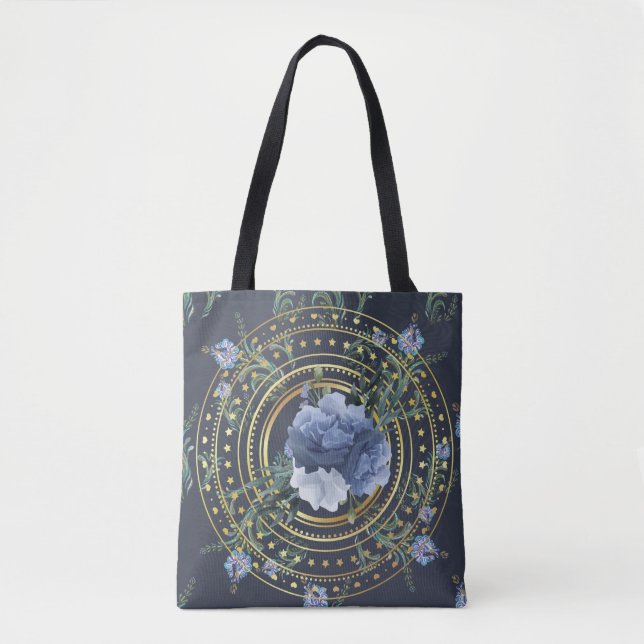 Tote Bag Fleurs bleues vintage moderne (Devant)