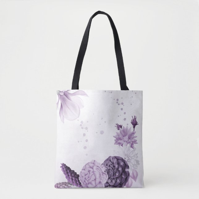 Tote Bag fleurs botaniques violettes romantiques  (Devant)